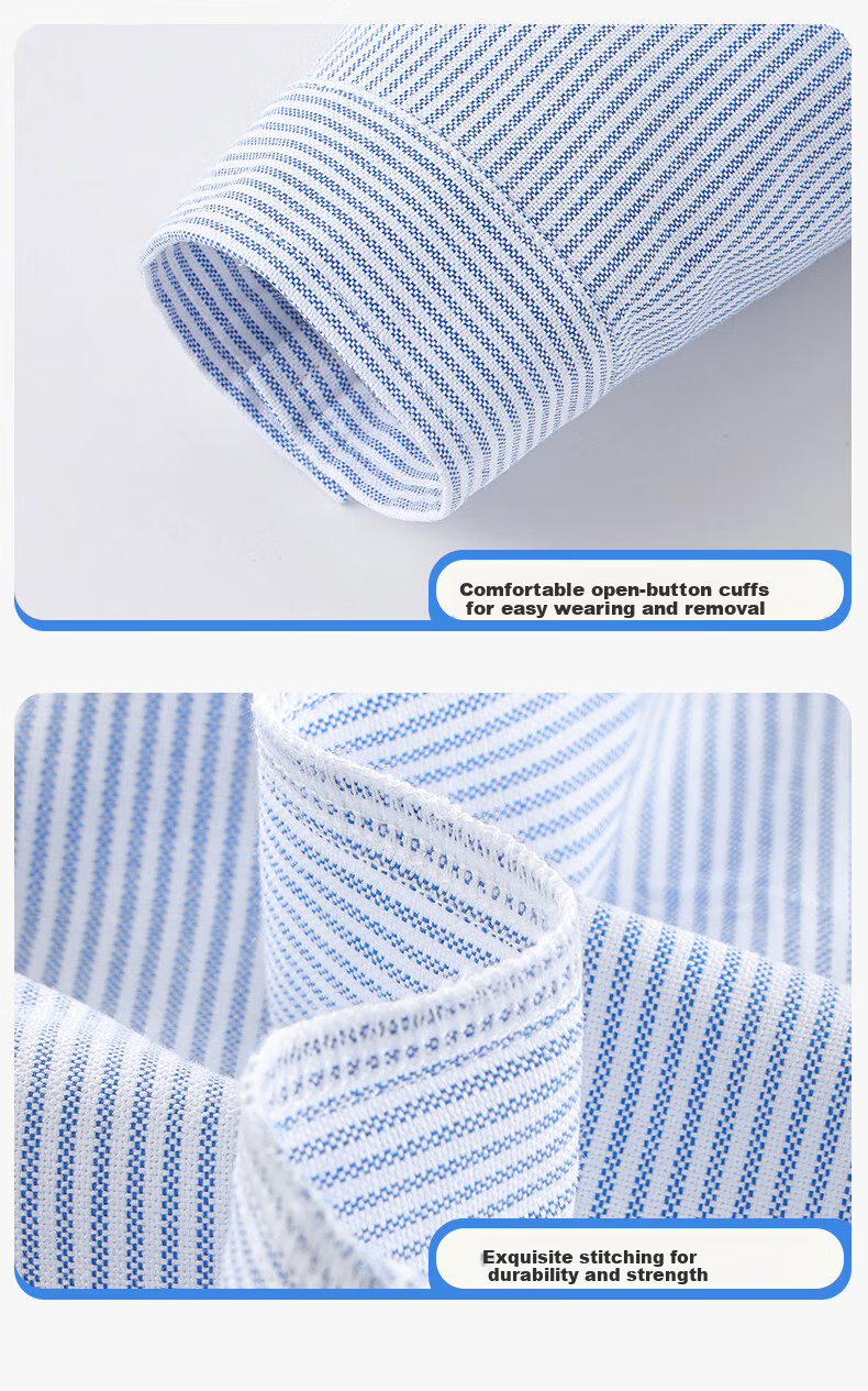 BOBDOG Boys' Cotton Long Sleeve Shirt Baby Shirt Spring Children's Top Light Jacket Blue Stripes 140 18