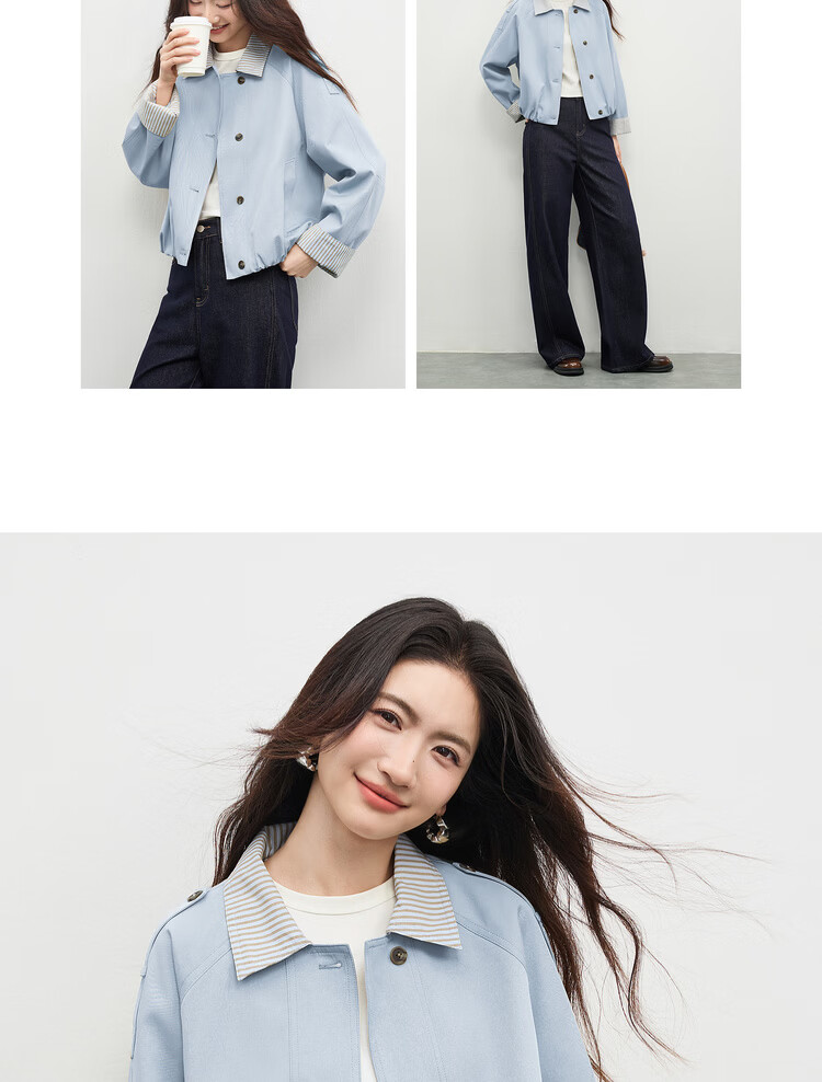 Shangdubila Cotton Blend Warm Barn Style Short Jacket Women Spring Lapel Slim Cardigan Top Balloon Sleeve Women's Clothing 20