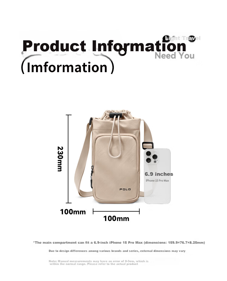 POLO Women's Drawstring Shoulder Bag Large Capacity Phone Bag Sports Crossbody Bag with Water Bottle Holder Wide Opening Sling Bag 11