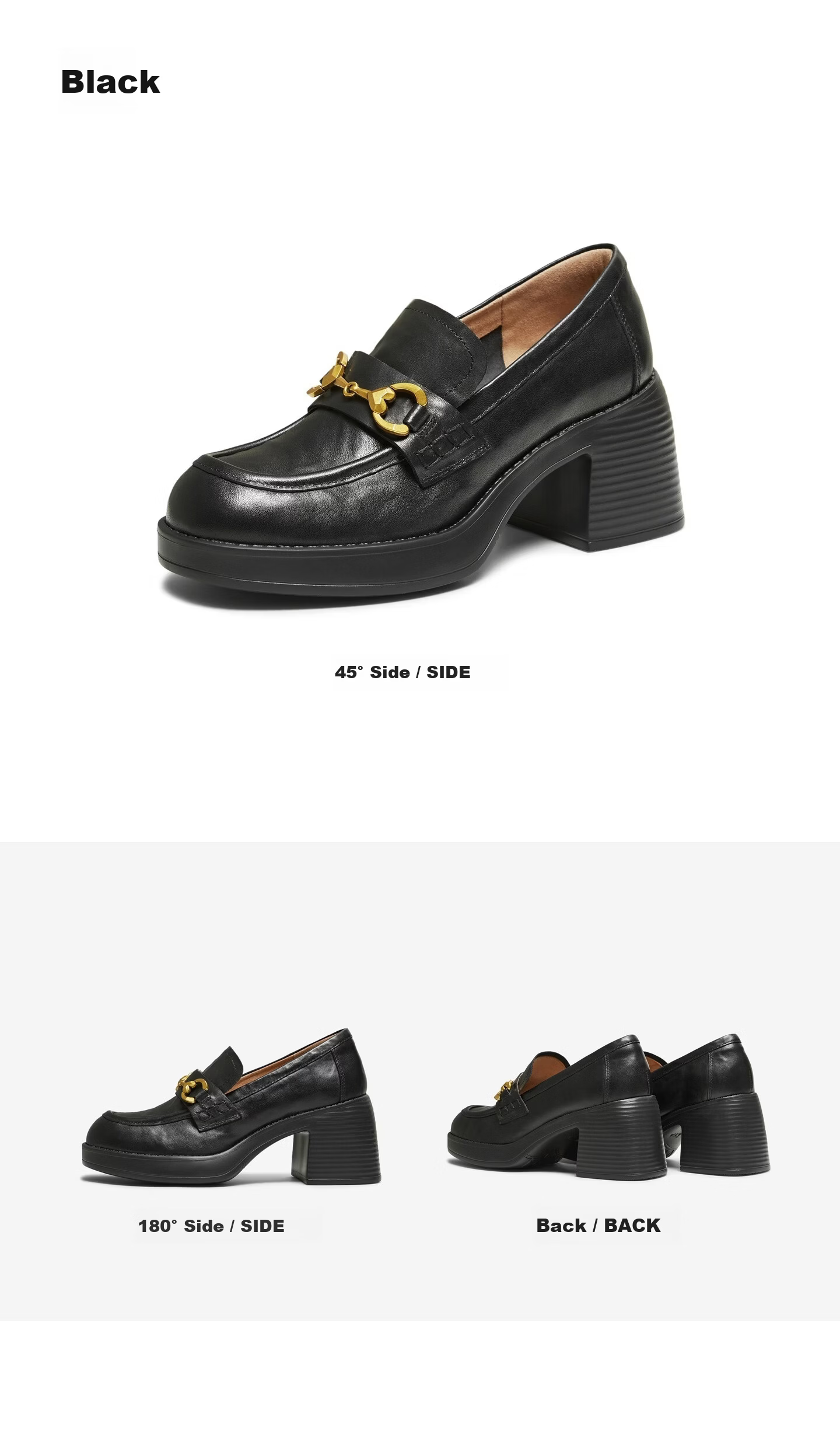 TATA Women's Shoes 2026 Spring New Black Loafers Thick Sole Black Size 37 18