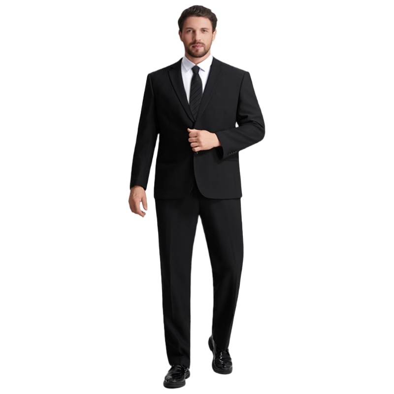 Pang Dajun Plus Size Men's Stretch Business Suit Formal Wedding Groom Best Man Black 6XL