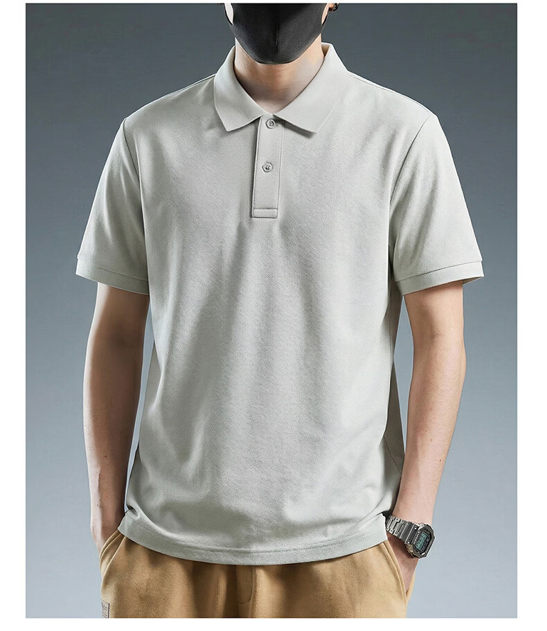 Jeanswest Men's Short Sleeve Polo Shirt 2026 Summer New Pure Cotton Loose Casual T-Shirt Base Shirt Black 4XL 20