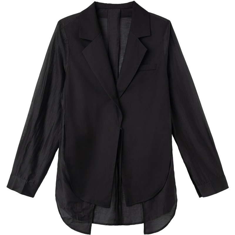 Demana [Smooth Lyocell] Spring Elegant Notched Lapel Loose Irregular Hem Petite Women's Blazer Jacket