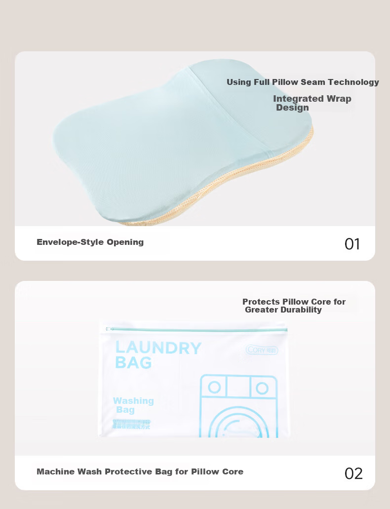 CORY Children's Pillow Baby Infant Student Washable Breathable Silicone Pillow 2.5CM - Blue (Ages 1-12) 6