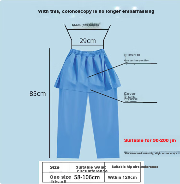 Xiangleme Disposable Colonoscopy Examination Pants Unisex Clean Non-Woven Skirt Pants Blue 3