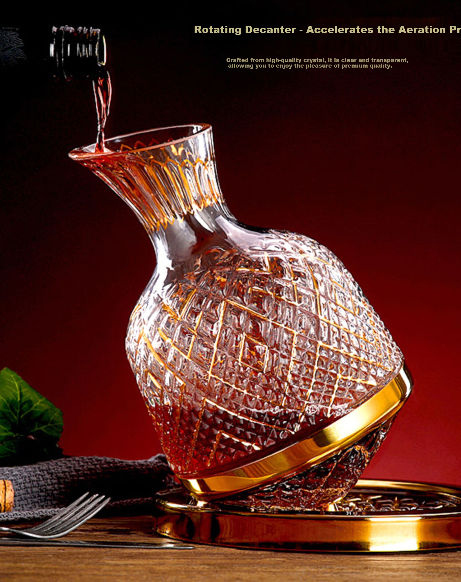 FANKAQI Luxury Crystal Wine Glass Set with Decanter High Stem Red Wine Glasses Gift for Housewarming Wedding Birthday 8