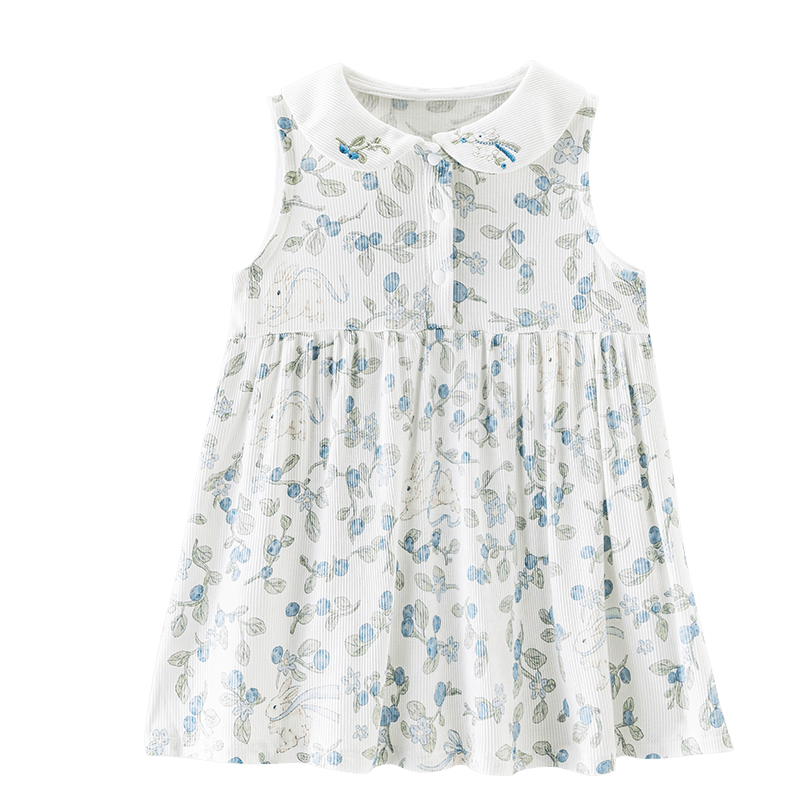 Happy Little Bear Baby Summer Lightweight Dress Antibacterial Toddler Girls Casual Mite-Resistant Stylish Clothing