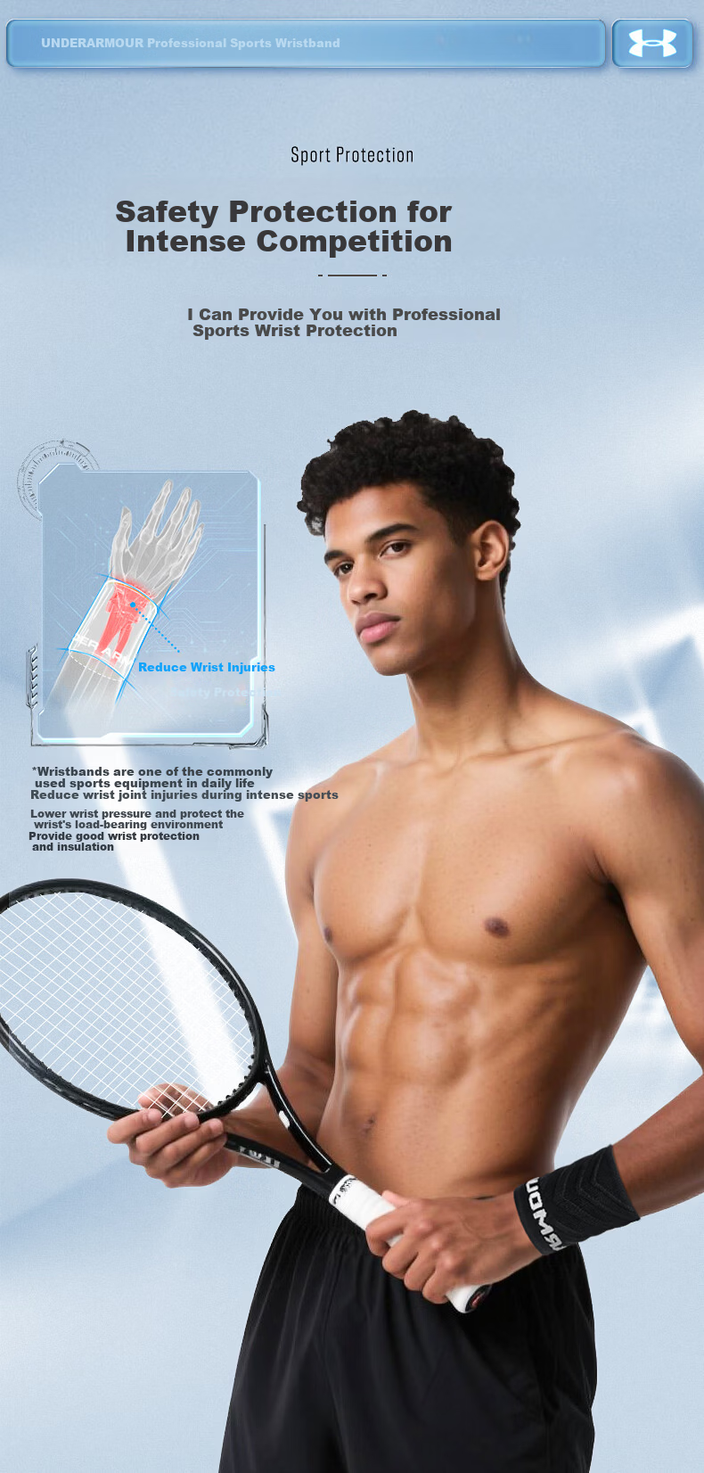 Under Armour Wristband Sports Fitness Sweat-Absorbing Wrist Towel for Badminton Basketball Volleyball Tennis Tendonitis Medical Wrist Support Brace 4