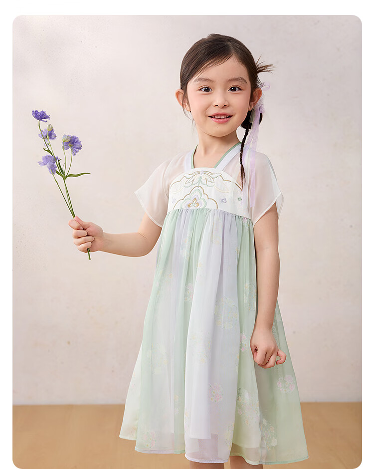 Balabala Kids Dress Children's Skirt 2026 Summer New Girls Baby Chinese Style Hanfu Ru Skirt Traditional Performance Costume 27