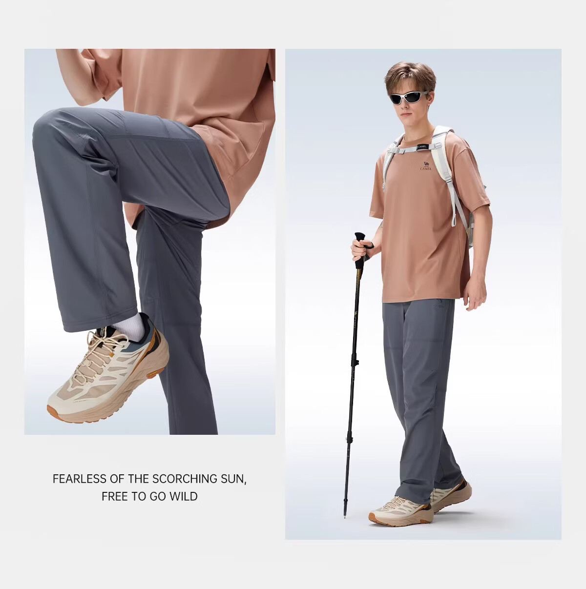 CAMEL Outdoor Quick-Dry Pants Men Spring Summer Woven Cool Breathable Moisture-Wicking High UV Protection Hiking Mountaineering Long Pants Women 9041 23