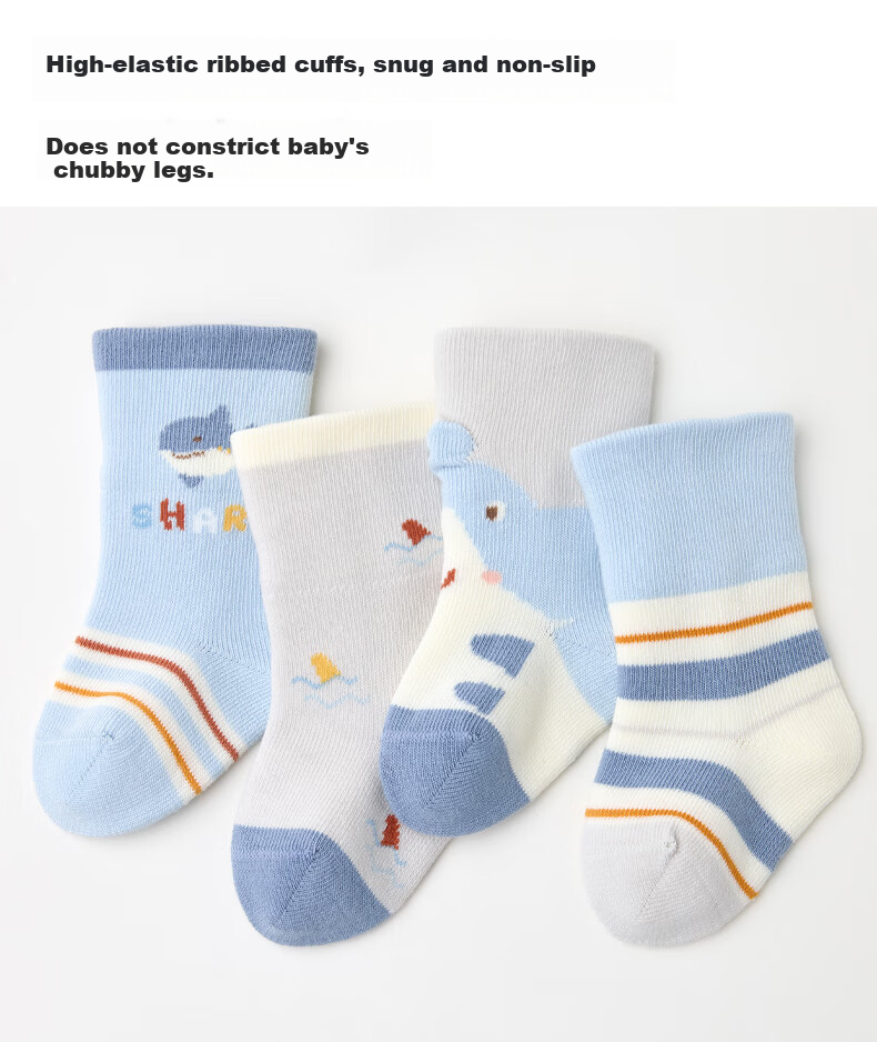 Barbie Baby Socks Boys Cotton Mid-Calf Socks 0-6 Months Newborn Seamless Long Socks Spring Autumn Winter 4