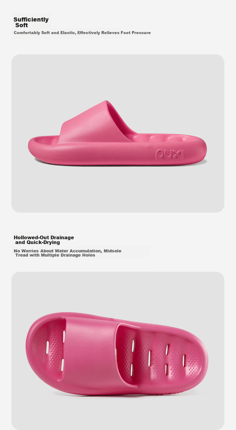 Puxi Bathroom Leak-proof Slippers Quick-dry Hollow Soft Sole Shower Sandals for Women and Men Black Size 40-41 13