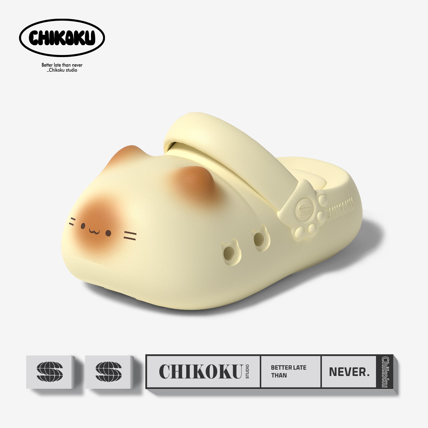 Chikoku Cute Cat Paw Clog Shoes for Women New Thick Sole Birkenstock Style Slip-On Anti-Slip EVA Sandals