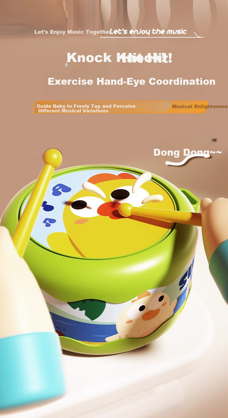COOKSS Baby Hand Drum 0-1 Year Old 3-6+ Months Children's Percussion Instrument Infant Tambourine Rattle Toy 9