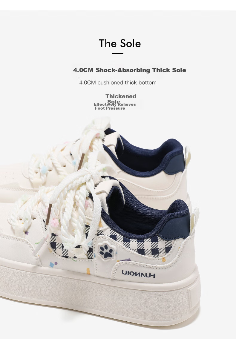 Global New Women's Shoes Artistic Casual Versatile White Sneakers College Style Daily Sneakers XHQ-G1007 Beige Deep Blue Size 39 2
