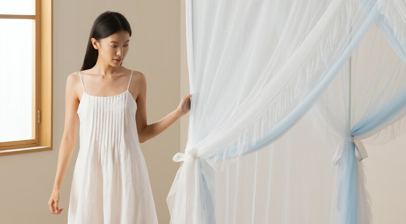 MEDOGA 2026 New A-Class Princess Style Floor-Length Premium Indoor Bed Canopy Mesh Mosquito and Dust Proof 1.8m Light Tea Color 39