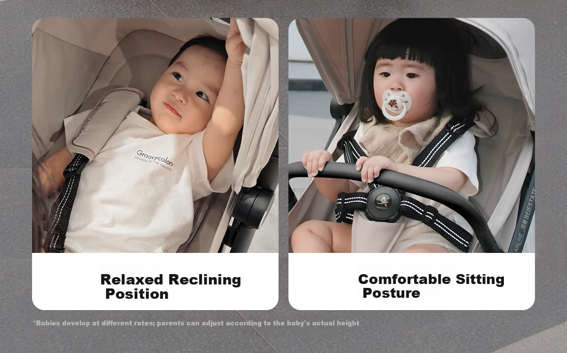 BEIESTATE New Route Baby Stroller Foldable Lightweight Kids Pram Sit and Recline Travel Stroller Mu Bai 16