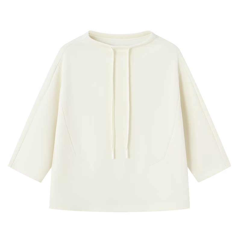 Demana Sandwashed Air Layer Spring Stand Collar Raglan Mid-Sleeve Loose Fit Petite Women's Sweatshirt