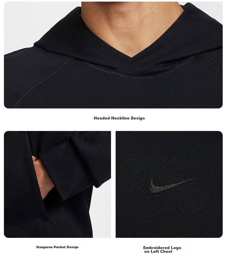 NIKE Men's Spring Autumn Pullover Hoodie Casual Urban Commuter II1305-010 Black/Grey 2XL 5