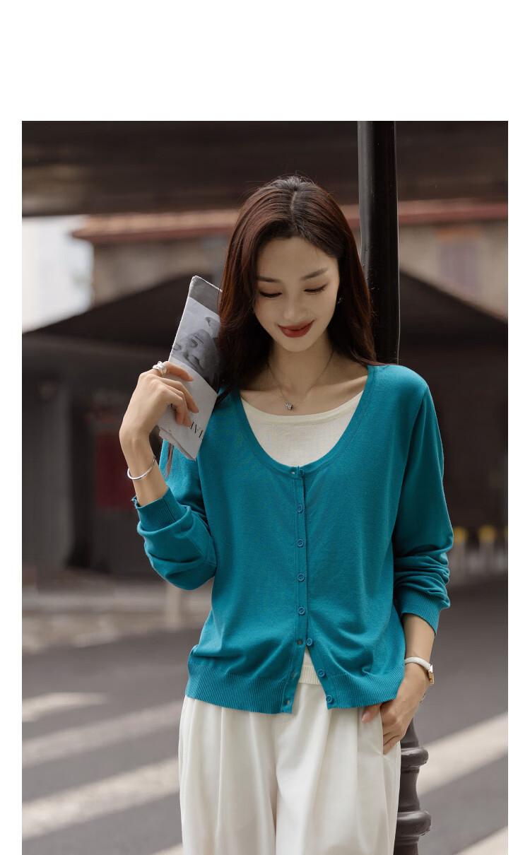 Demana [Cloud Breath Lyocell] Spring Design Fake Two-Piece Color-Block Stitching Lightweight Women's Knit Sweater 9