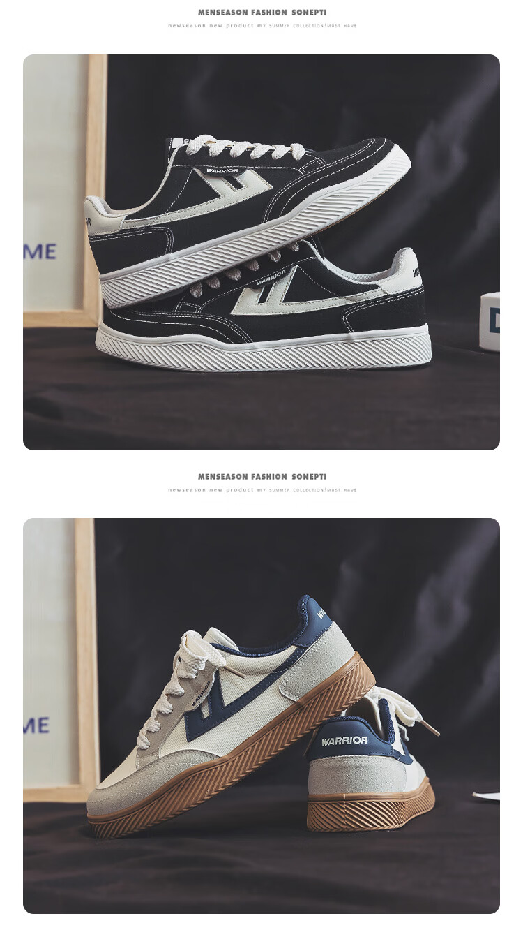 Warrior Men's Canvas Shoes Couple Casual Sneakers Comfortable Versatile Spring Men's Shoes 692 Black Beige Size 41 21