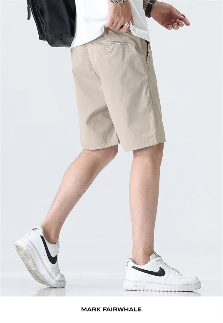 MARK FAIRWHALE Men's Shorts, Summer Business Casual Pants, Lightweight Straight-Leg Five-Point Shorts, Versatile Youth Trousers for Me 15