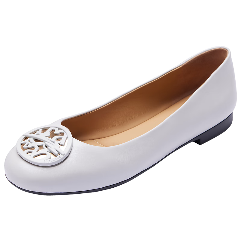 Le Saunda Spring/Summer 2026 Lambskin Fashionable Comfortable Commuter Flat Shoes for Women 6M00808, Moonlight Gray GYK, Size 40