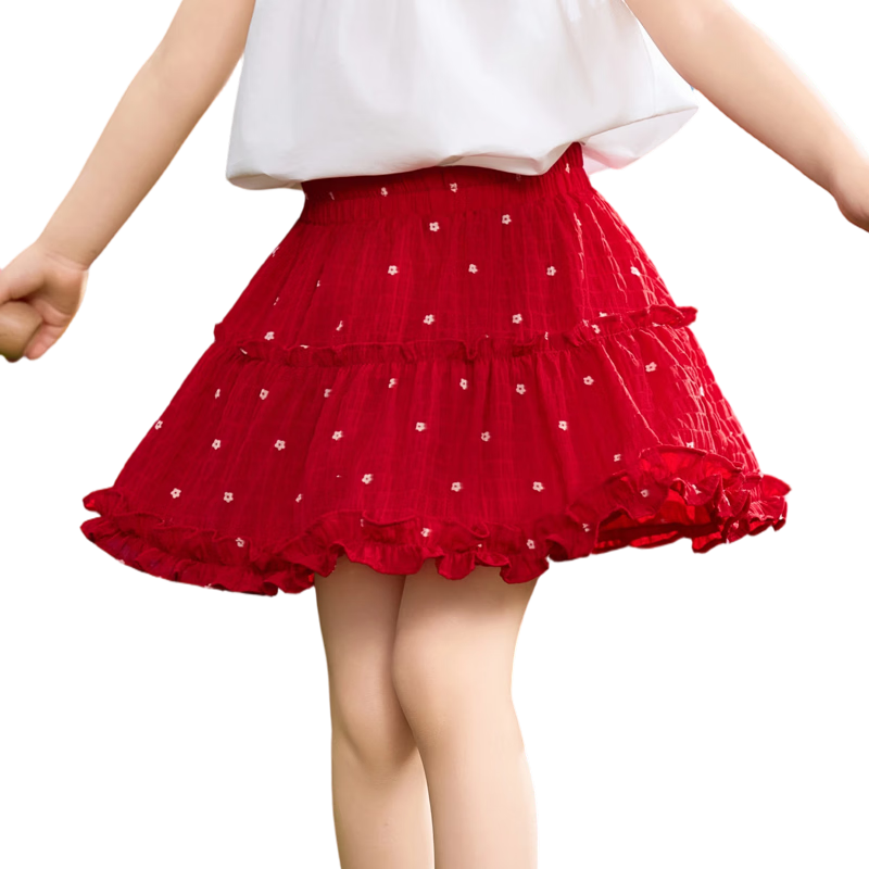 ASK JUNIOR Vintage Children's Dress Summer Toddler Polka Dot Skirt Girls Half Skirt Ruffled Princess Dress