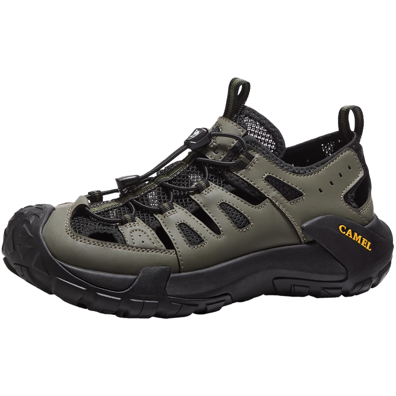 CAMEL Men's Outdoor Hiking Breathable Anti-Collision Water Trekking Sandals G16M342029 Green/Black Size 40