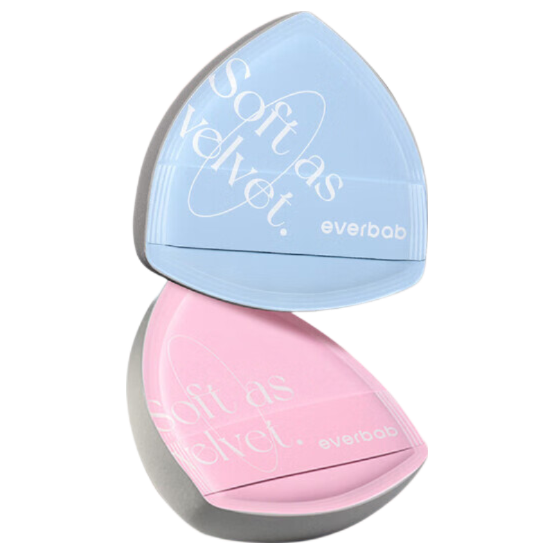 Everbab Aibella Milk Puff Set [Sea Salt Pink Lychee] 2 Pieces Makeup Sponge Dual-Use Dry and Wet Non-Powder Absorbing Gift