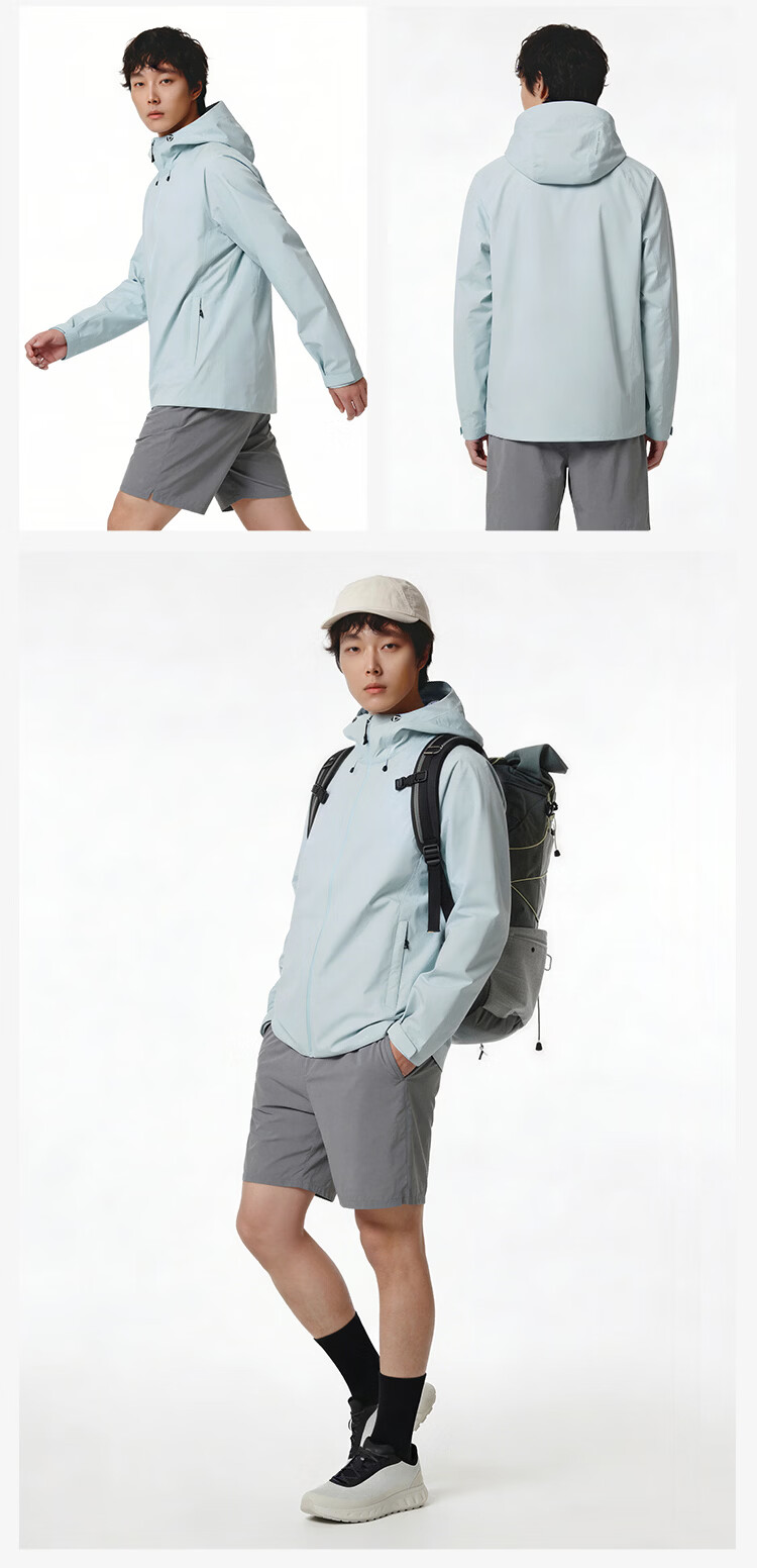 JD Jingzao Ultra-Light Waterproof Rainstorm Level Packable Portable Outdoor Commuter Jacket Unisex Mountain Mist Green M 22