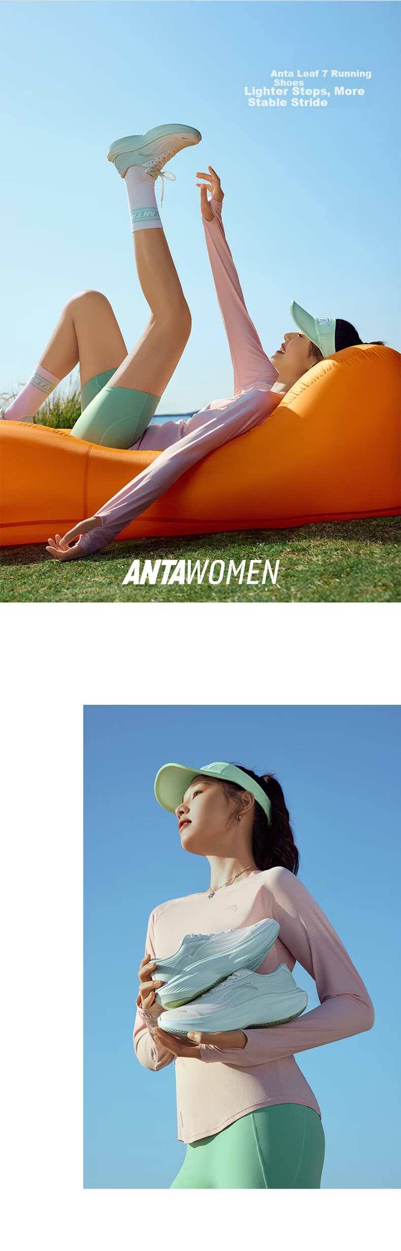 Anta Leaf 7th Generation Women's Lightweight Thick-Soled Running Shoes Aerobic Jogging Shoes Cushioning Rebound Sports Shoes Jump Rope Shoes for Women 3