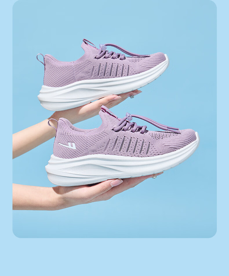 Warrior Women's Shoes 2026 Spring New Soft Sole Mesh Sports Shoes Slip-On for Middle-Aged and Elderly Moms 1282 Purple Size 37 25