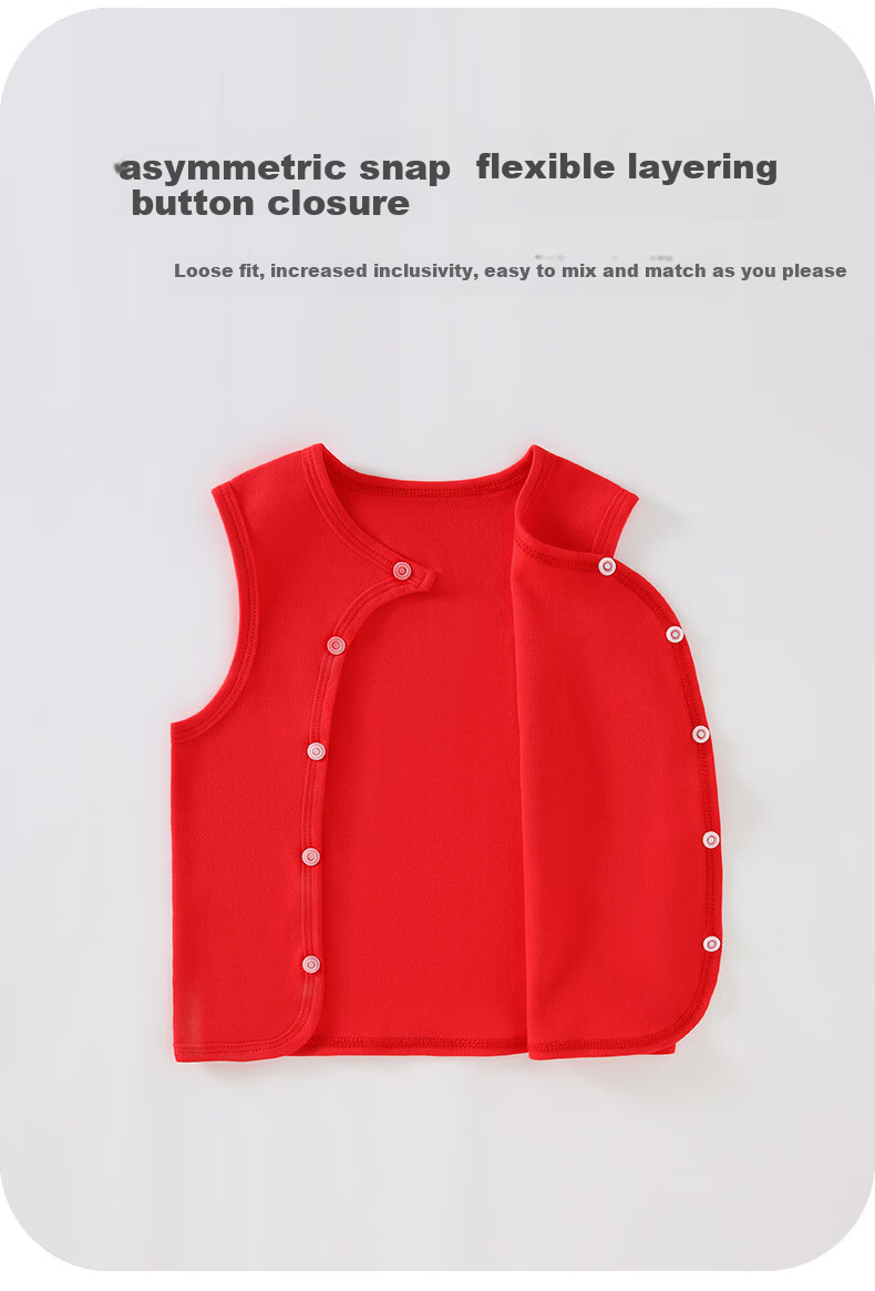 Disney 2-Piece Baby Vest Set Newborn Festive Red Cotton Sleeveless Shirt for 100 Days Celebration Spring Autumn Winter Size 59 2