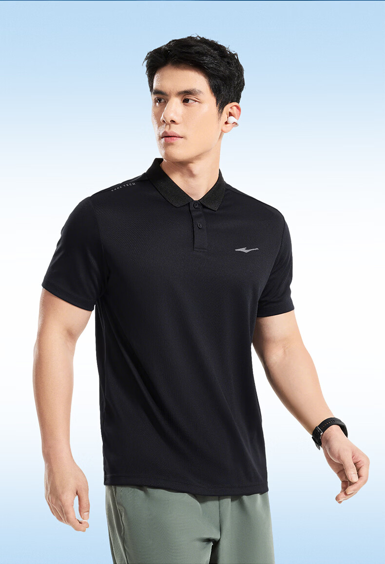 ERKE [Yu Shitong Same Style] Men's Summer Short Sleeve Sports Polo Shirt Ice Cooling Moisture-Wicking Quick-Dry T-Shirt 5