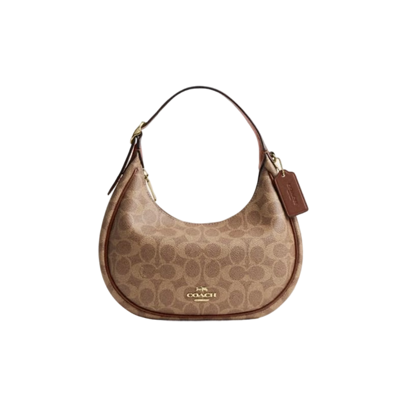 COACH Women's EMILY Classic Logo Shoulder Crossbody Bag Brown Yellow with Brown CDX17