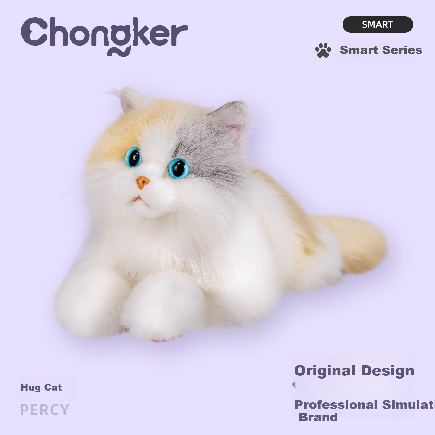 Chongker Electric Smart Three-Color Cat Percy Realistic Plush Doll Toy Children's Birthday New Year Gift