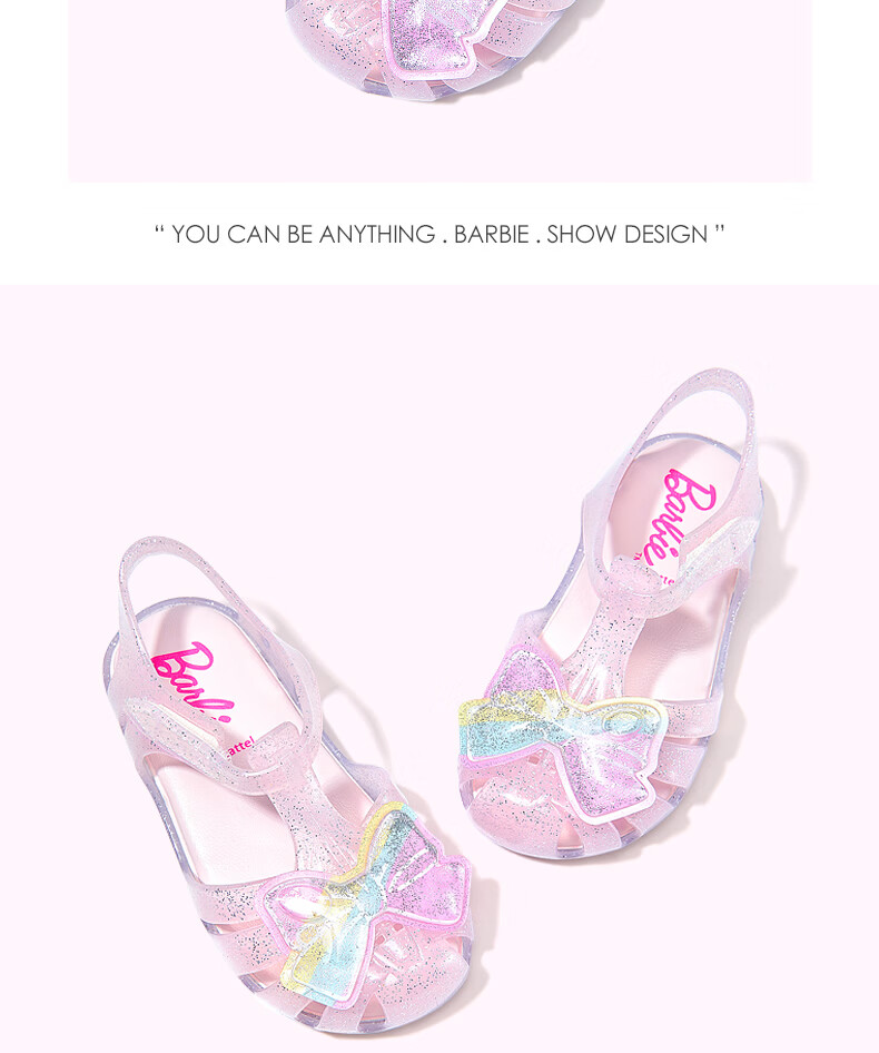 Barbie Girls' Summer Jelly Princess Outdoor Closed-Toe Sandals DA7231 Pink Size 25 10