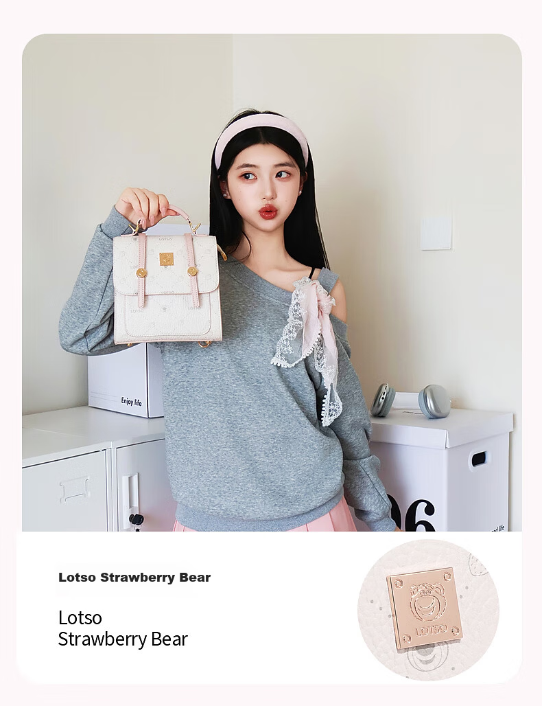 Disney & ORVE Joint Logo Single and Double Shoulder Convertible Crossbody Handheld Cambridge Bag Large Capacity Student Daily Commuting Pink 4