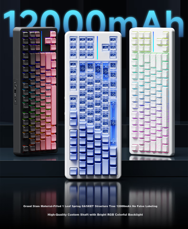 X87 Wireless Mechanical Keyboard with Wired and Bluetooth Tri-Mode, Customizable 5-Layer Filled Side-Engraved High-Value Gaming and Office 87-Key - Black Cloud Moss Switch 2