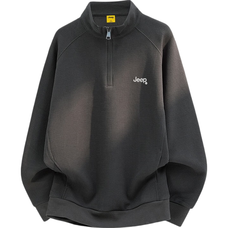 JEEP Men's Spring Autumn Waffle Long Sleeve Heavyweight Base Shirt Black XL