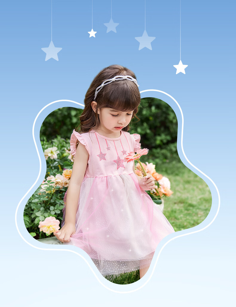 JELLYBABY Flutter Sleeve Fairy Dress Summer Girls Baby Patchwork Mesh Breathable Lightweight Skirt 2