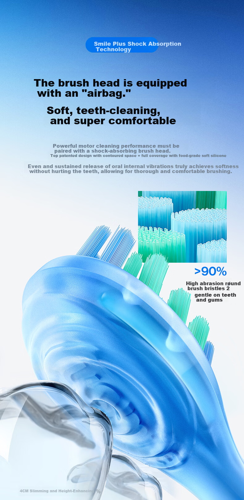 Usmile Smile Plus Electric Toothbrush Shock Absorption Cleaning Brush Head P10S Morning Mist White 180-Day Long Battery Life Wedding Couple Gift for Boyfriend Girlfriend Birthday Present 3