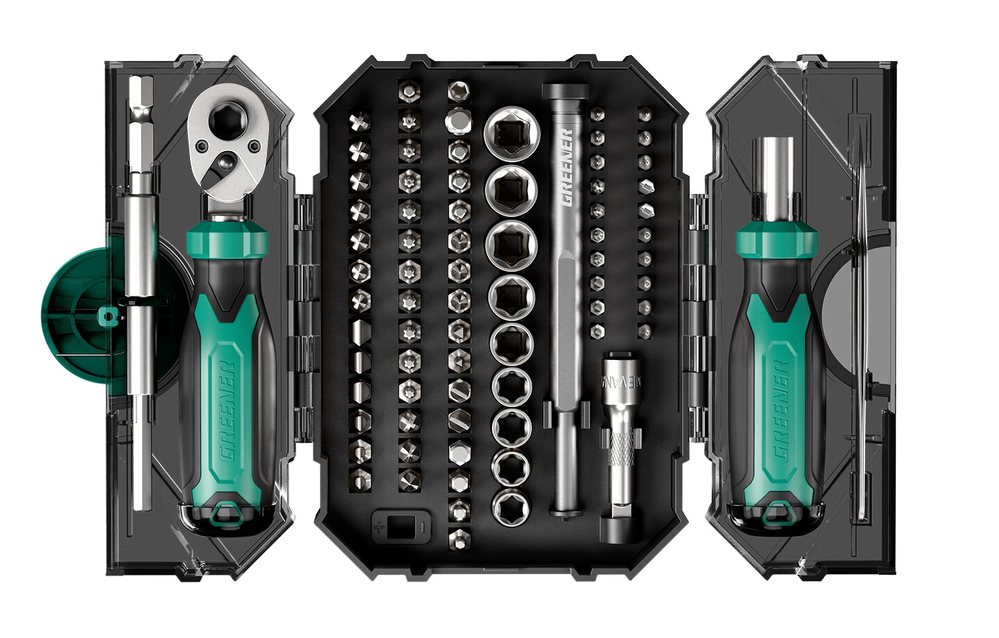 GREENER 【Yueguang Treasure Box】80-Piece Precision Screwdriver Set Multi-Function Bits Ratchet Wrench Motorcycle Repair 33