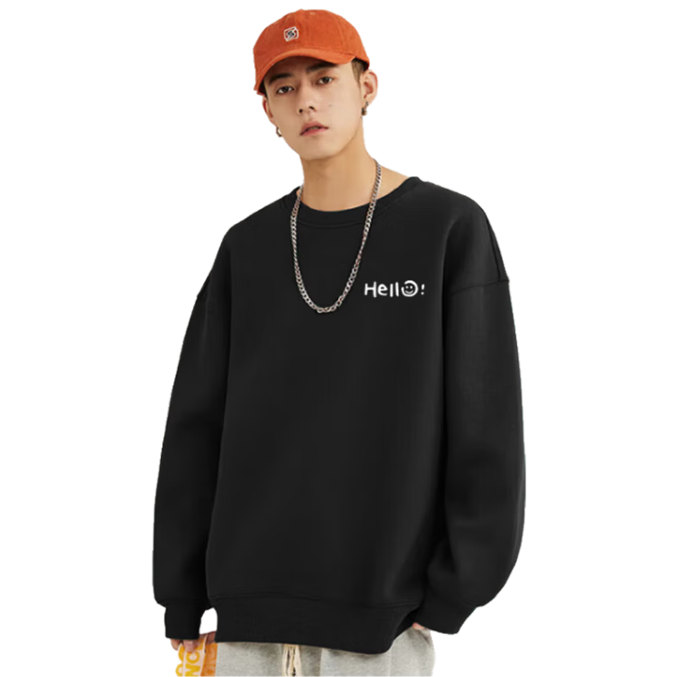 Warrior Men's Crew Neck Long Sleeve Printed Sweatshirt Casual Base Shirt Autumn Winter Fleece Jacket Men's Wear
