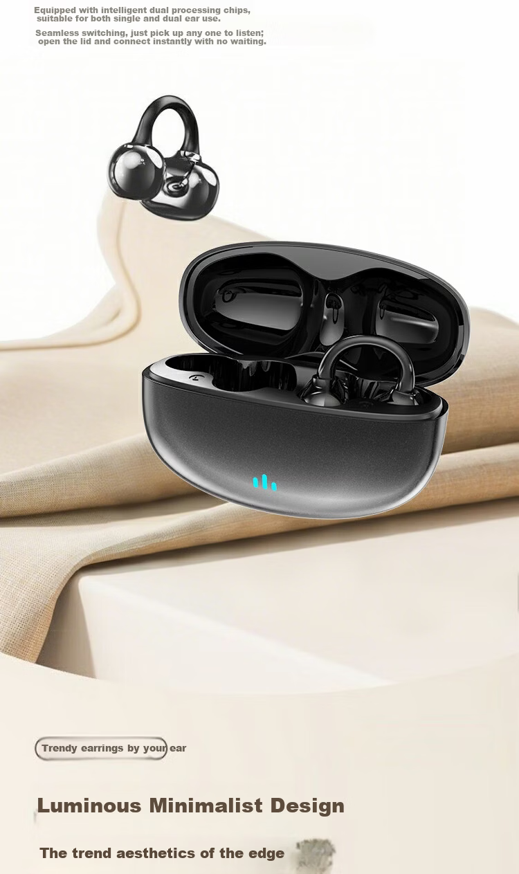 WITGOER [Latest 2026 Women's Model] Bluetooth Earphones, Clip-On Wireless Open Non-In Bone Conduction, Ultra-Long Battery Life, Sports Ultra Running Star Ring, Comfortable for Long-Term Wear 9