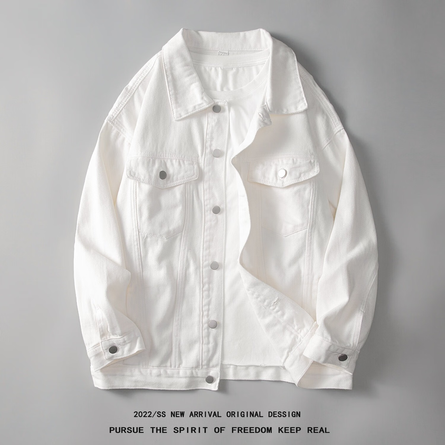 Dingfengbaoluo Casual Workwear Denim Jacket for Men, Spring Season Loose Fit Retro Lapel Versatile Coat HL38 Black L
