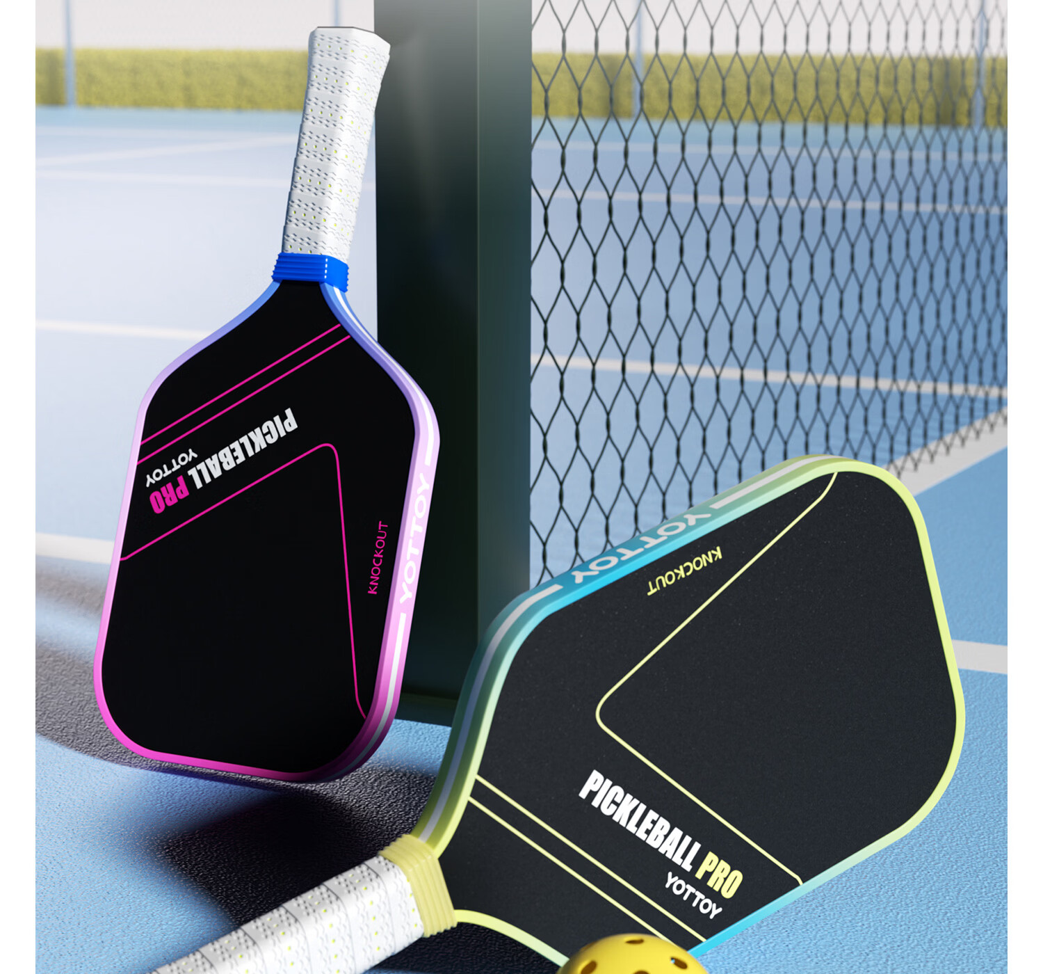 Yottoy Pickleball Paddle Set Carbon Fiber Professional Training Competition Neon+Phantom Flame 3