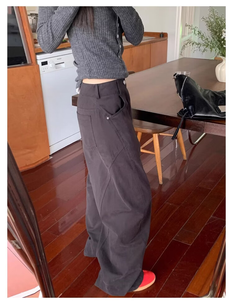 ICH MODE "Versatile Pants King" Spring Summer All-Season Slimming Curved Cut Loose Casual Straight Wide-Leg Pants Off-White S 25