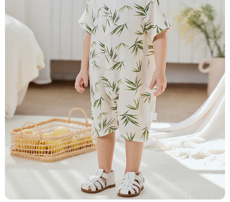 Happy Little Bear Newborn Summer Romper Lightweight Breathable Monk Suit Baby Short Sleeve Bodysuit Antibacterial Mite-Resistant Clothing 3